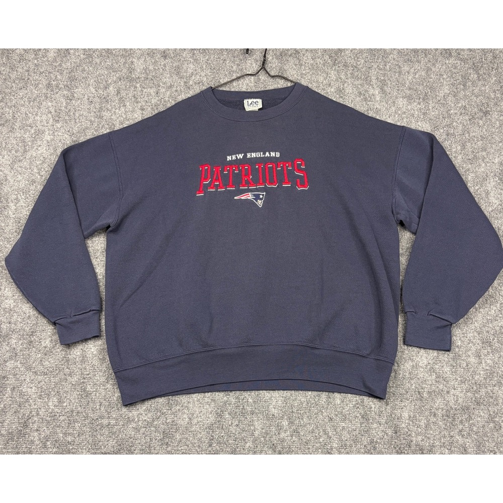 Lee Sport New England Patriots Sweatshirt Navy Blue Embroidered NFL Mens Large